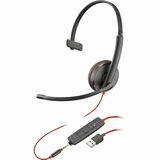 Poly Blackwire C3215 Headset - Mono - Mini-phone (3.5mm), USB Type A - Wired - 32 Ohm - 20 Hz - 20 kHz - Over-the-head, Over-the-ear - Monaural - Supra-aural - 7.4 ft Cable - Noise Cancelling Microphone - Black