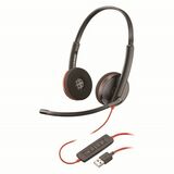 Poly Blackwire 3200 Series Phone Headset - Wired - Noise Cancelling Microphone - Black