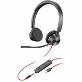 Poly Blackwire 3325 Microsoft Teams Certified USB-C Headset TAA - Stereo - USB Type C, Mini-phone (3.5mm) - Wired - 32 Ohm - 20 Hz - 20 kHz - On-ear - Binaural - Supra-aural - 7 ft Cable - Noise Canceling - Black - TAA Compliant