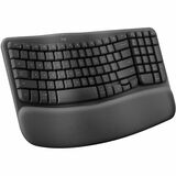 Logitech Wave Keys Keyboard - Wireless Connectivity - Bluetooth - 32.81 ft (10000 mm) - USB Interface - ChromeOS, Windows 10, Windows 11, Mac OS X 11.0 Big Sur, Linux, iPadOS 14, iOS 14, Android 9.0 - Notebook, Tablet, Smartphone - PC, Mac - AAA Battery Size Supported - Graphite