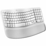 Logitech Wave Keys Keyboard - Wireless Connectivity - Bluetooth - 32.81 ft (10000 mm) - USB Interface - ChromeOS, Windows 10, Windows 11, Mac OS X 11.0 Big Sur, Linux, iPadOS 14, iOS 14, Android 9.0 - Notebook, Tablet, Smartphone - PC, Mac - AAA Battery Size Supported - Off White