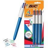BIC 4-Color Ballpoint Pen - Medium Pen Point - Retractable - 3 / Pack