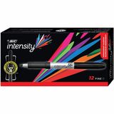 BIC Intensity Permanent Markers - Fine Marker Point - Black - Silver Barrel - 1 Dozen