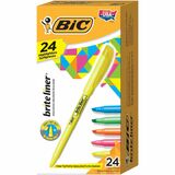 BIC Brite Liner Highlighters, Chisel Tip, 24-Count Pack of Highlighters Assorted colours, Ideal Highlighter Set for Organizing and colouring - Chisel Marker Point Style - Fluorescent Assorted - 24 Pack