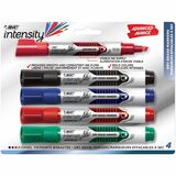 BIC Chisel Tip Dry Erase Magic Markers - Chisel Marker Point Style - Assorted - Acrylic Fiber Tip - 4 / Pack