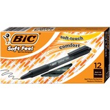 BIC Soft Feel Black Retractable Ballpoint Pens, Medium Point (1.0 mm), 12-Count Pack, Black Pens With Soft-Touch Comfort Grip - Medium Pen Point - 1 mm Pen Point Size - Retractable - Black - 1 Dozen