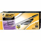 BIC Cristal Extra Smooth Ballpoint Pen, Medium Point (1.0 mm), Black, For Everyday Writing Activities, 12-Count - Medium Pen Point - Black - Clear Barrel - Metal Tip - 12 / Box