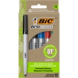 ecolutions Permanent Marker - Bullet Marker Point Style - Black, Blue, Red, Green - 12 / Pack