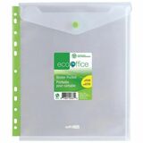 EcoOffice Poly Binder Pocket with Snap, Top Load - For Letter 8 1/2" x 11" Sheet - 11 x Holes - Ring Binder - Top Loading - Clear - Poly, Plastic - 1 Each