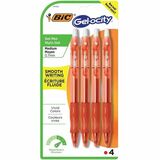 BIC Gel-ocity Gel Pen - 0.7 mm Pen Point Size - Retractable - Red Gel-based Ink - 4 / Pack