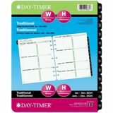DayTimer Planner Refill - January 2024 - December 2024 - 1 Week Double Page Layout - 11" x 8 1/2" Sheet Size - Paper - Bilingual