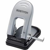 Bostitch EZ Squeeze Two-Hole Punch, 40 Sheets - 2 Punch Head(s) - 40 Sheet - 9/32" (7.14 mm) Punch Size - Metal, Plastic - 4.38" (111.25 mm) Width x 6.50" (165.10 mm) Depth x 2.75" (69.85 mm) Height - Silver, Black