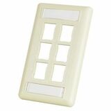 Ortronics HDJ 6 Port Single Gang Faceplate With Label Field - 6 x Total Number of Socket(s) -...