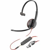 Poly Blackwire 3215 Monaural USB-C Headset + 3.5mm Plug + USB-C/A Adapter (Bulk)