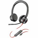 Poly Blackwire 8225 Stereo Microsoft Teams Certified USB-C Headset + USB-C/A Adapter - Microsoft Teams Certification - Stereo - USB Type C - Wired - 32 Ohm - On-ear - Binaural - Ear-cup - 7.1 ft Cable - Omni-directional, Noise Cancelling Microphone - Black