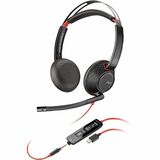 Poly Blackwire 5220 Stereo USB-C Headset + 3.5mm Plug + USB-C/A Adapter - Microsoft Teams Certification - Stereo - USB Type C, Mini-phone (3.5mm) - Wired - 32 Ohm - On-ear - Binaural - Ear-cup - 7.1 ft Cable - Omni-directional, Noise Cancelling Microphone - Noise Canceling - Black