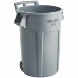 Rubbermaid Commercial Vented Wheeled BRUTE Container, 44 Gal Gray - 166.56 L Capacity - For Commercial - Vented, Wheels, Ergonomic Handle, Durable - Resin, Plastic - Gray - 1 Each