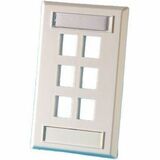 Ortronics Single Gang Keystone Faceplate, 6 Port, WM Ivory - 6 x Socket(s) - 1-gang - Wall Mount,...