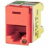 Ortronics Clarity Cat6a Panel Jack,T568A/B,8 pos, Red 180 degree - 1 x RJ-45 Network - Female -...