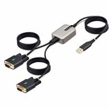StarTech.com 13ft (4m) 2-Port USB to Serial Adapter Cable, COM Retention, FTDI, DB9 RS232, Changeable DB9 Screws/Nuts, Windows/macOS/Linux - Add two DB9 RS-232 serial ports to a desktop/laptop using a USB-A port; Interchangeable Screws/Nuts; DB9 screws pre-installed; DB9 Nuts included for device/cable compatibility; Rugged TPE housing; Copper shielding; LED Indicators; Windows/macOS/Linux
