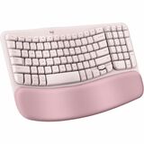 Logitech Wave Keys Wireless Ergonomic Keyboard with Cushioned Palm Rest, Comfortable Natural Typing, Easy-Switch, Bluetooth, Logi Bolt Receiver, for Multi-OS, Windows/Mac, Rose - Wireless Connectivity - Bluetooth - 32.81 ft (10000 mm) - USB Interface - Mac OS, Windows 10, Windows 11, Mac OS X 11.0 Big Sur, iPadOS 14, iOS 14, Android 9.0, Linux 4.0, ChromeOS 4 - Computer, Tablet, Smartphone - PC, Mac - AAA Battery Size Supported - Rose