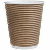 CAFE EXPRESS 12 Oz Cup - 354.88 mL - Ripple - White, Brown - Paper - Hot Drink, Cold Drink, Beverage - 5/Carton - 100 / Pack