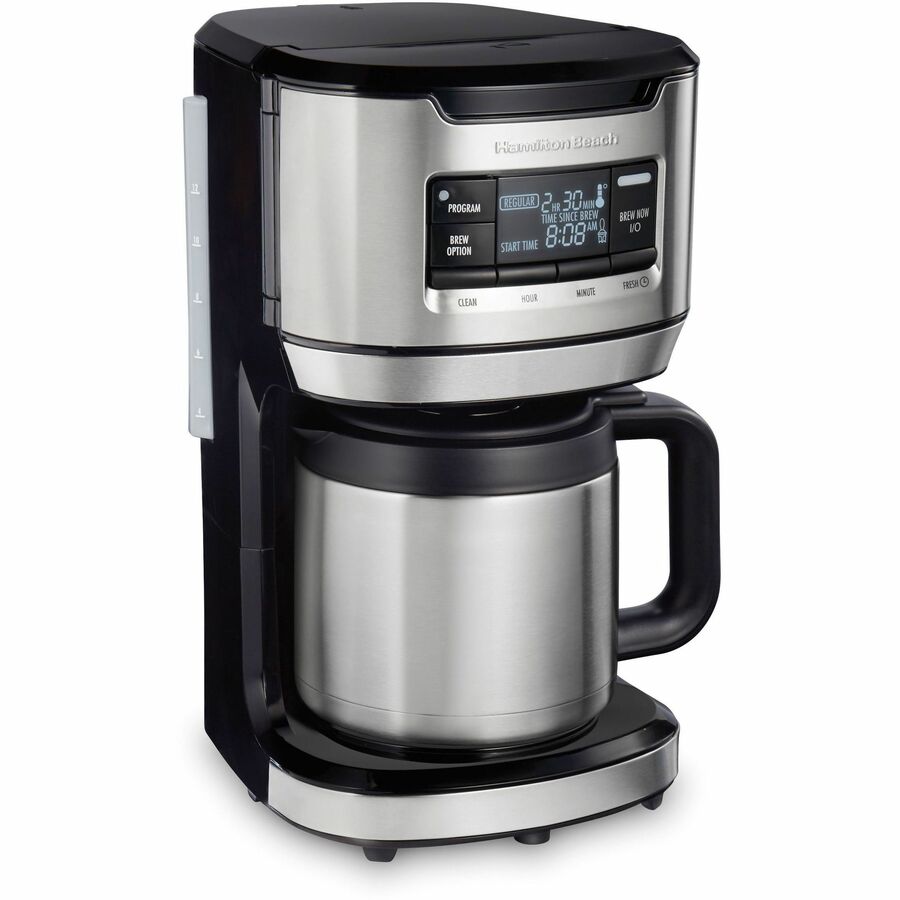 Hamilton Beach Programmable Front-Fill 12 Cup Coffee Maker with Thermal Carafe - Programmable - 1025 W - Water Filter - 1.77 L - Timer - Black - Stainless Steel Body - Paper Filter