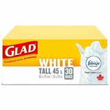 Glad Easy-Tie Trash Bag - 45 L Capacity - Tie Closure - White - Plastic - Garbage, Kitchen - 12 / Pack