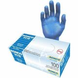 RONCO VE1B Examination Gloves, 3 mil (0.08 mm) Thickness - Allergy Protection - Medium Size - Vinyl - Blue - Powder-free, Lightweight, Comfortable, Flexible, Latex-free, Disposable, Water Resistant - For Healthcare, Food, Beauty Salon, Hospitality, Veteri