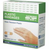 Safecross Adhesive Bandage - - 0.75" (19.05 mm) Width x 3" (76.20 mm) Length - Plastic - 100 / Box