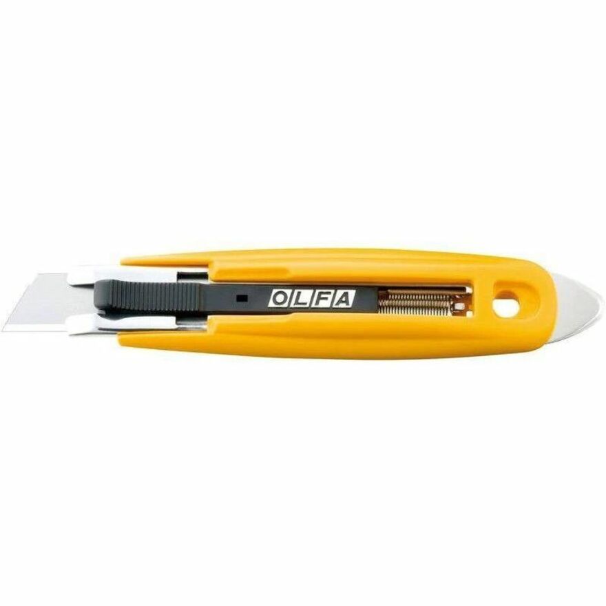 Olfa SK-9 Semi-Automatic Self-Retracting Safety Knife with Tape Splitter - Stainless Steel Blade - Self-retractable, Spring-loaded Blade, Durable, Contoured Grip, Comfortable Grip, Textured Grip, Long Lasting, Quick-release Blade, Heavy Duty, Staple Remov
