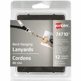Avery� 35-1/2" Neck Hanging Lanyards, Black, Pack of 12 - Clasp Attachment - 35.50" (901.70 mm) Length - Black - Nylon - 12 / Pack