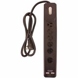 Wood Industries 6-Outlet Surge Suppressor/Protector - 6 x AC Power, 2 x USB - 1780 J - 4 ft