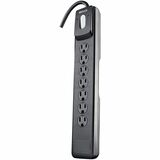Woods 7-Outlet Electronics Surge Protector - Black - 7 x AC Power - 1.80 kVA - 1440 J - 120 V AC Input - 10 ft (3.05 m)