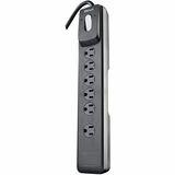 Woods 6-Outlet Electronics Surge Protector - Black - Right Angle - 6 x AC Power - 1.80 kVA - 1440 J - 120 V AC Input - 4 ft (1.22 m)