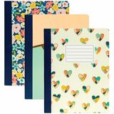 Pukka Pads 3 Pack Composition Books - 140 Pages - Stitched - College Ruled - 0.31" Ruled - 80 g/m Grammage - Assorted Cover - 3 / Pack