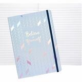 Pukka Pads Glee A5 Journal In Light Blue - Pack Of 3 - 96 Pages - Printed - Case Bound - Both Side Ruling Surface - Ruled - 0.31" Ruled - Unruled Margin - 80 g/m Grammage - A5 - Light Blue Geometric Iridescent Foil Card Cover - Elastic Closure - 3 /