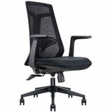 Heartwood Aura Mid-Back Task/Meeting Chair - Black Seat Color - Foam, Fabric Seat Material - Black Back Color - Mesh Back Material - Mid Back - 5-star Base - Armrest