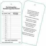 Safety Media Inspection Record Tag - Metal Clip Fastener - Paper - Black, White - 25 / Pack