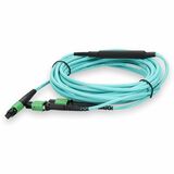 Mellanox Compatible 10m Angled MPO (Female) to 2x Angled MPO (Female) 12-strand Aqua Polarity-B OM4 Fiber LSZH Patch Cable