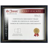 St. James® Document Frame - 11" x 8.50" Frame Size - Sturdy, Swivel Clip - 6 / Pack - Polypropylene - Black, Gold