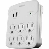 Woods 6-Outlet Surge Tap, 1000 Joules, 2 USB - White - 1 x USB Type A, 1 x USB Type C, 6 x AC Power - 1.80 kVA - 1000 J - 120 V AC Input