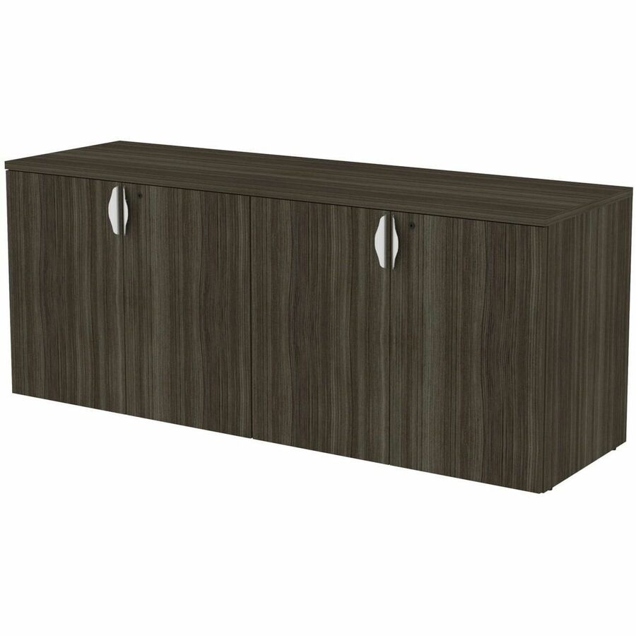 HDL Innovations Credenza - 29" (736.60 mm) Height x 71" (1803.40 mm) Width x 21.8" (552.45 mm) Depth - 4 Door(s) - 2 Shelve(s) - 2 Adjustable Shelf(ves) - Band Edge - Material: Laminate - Finish: Grey Dusk - Lockable, Leveler, Self-closing Hinge, Handle, 