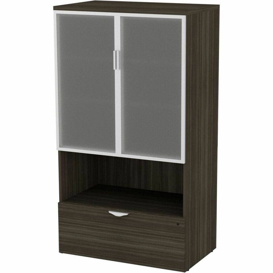 HDL Innovations Storage Cabinet - 64.5" (1638.30 mm) Height x 35.5" (901.70 mm) Width x 21.8" (552.45 mm) Depth - Total Drawer(s): 1 - 2 Door(s) - 3 Shelve(s) - 2 Adjustable Shelf(ves) - Band Edge - Material: Laminate - Finish: Grey Dusk - Lockable, Durab