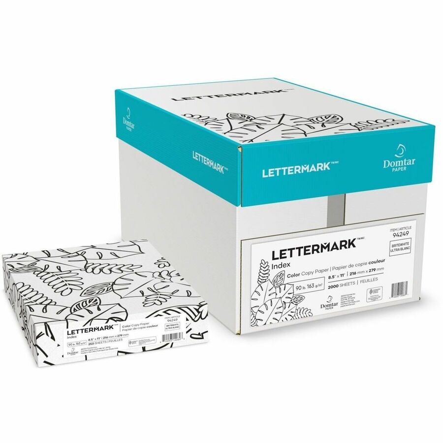 Domtar Lettermark Multipurpose Card Stock - Letter - 8 1/2" x 11" - 90 lb - 96 Brightness - Brite White - 250 / Pack