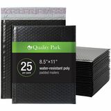 Quality Park Poly Mailers - Bubble/Shipping - 8 1/4" (209.55 mm) Width x 11" (279.40 mm) Length - Peel & Seal - Black - Poly - 25 / Box