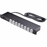 StarTech 8-Outlet Horizontal Rack Mount PDU, 1U Power Strip, On/Off Switches, 15A Circuit Breaker, 8ft/2.4m Cord, NEMA 5-15P/R, TAA