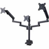 StarTech.com Triple Monitor Desk Mount For Up To Three 27in Screens, VESA 75x75/100x100, Tool-Less Arm Adjustments, C-Clamp/Grommet - Triple monitor desk mount for 27in displays, VESA 75x75/100x100; Spring-assisted arms w/multiple toolless adjustments +/-180deg swivel; +/-90deg tilt; VESA plate +/-90deg rotation; Arm height range 8.8in; C-clamp/grommet; Max desk thickness 2in