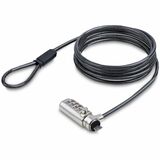 StarTech.com Slim Lock K-Slot Compatible, 6.6ft (2m) Combination Locking Cable, Desk Anti-Theft Security For Laptop/Notebook Computer - Slim laptop lock compatible w/ Kensington style K-Slot; 6.6ft (2m) steel cable - 4-digit combination - Design w/off-center lock tip enabling computer to lie flat - Desk cable lock ideal for office/tradeshows - Optional accessories LTANCHOR/LTANCHORL