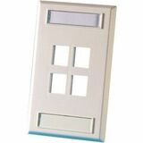 Ortronics Keystone Faceplate - 4 x Socket(s) - 1-gang - Wall Mount, Ceiling Mount - Dark Gray...